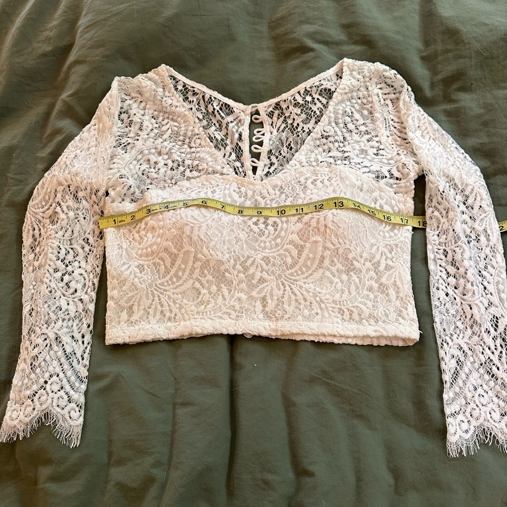 White lacy bridal crop top